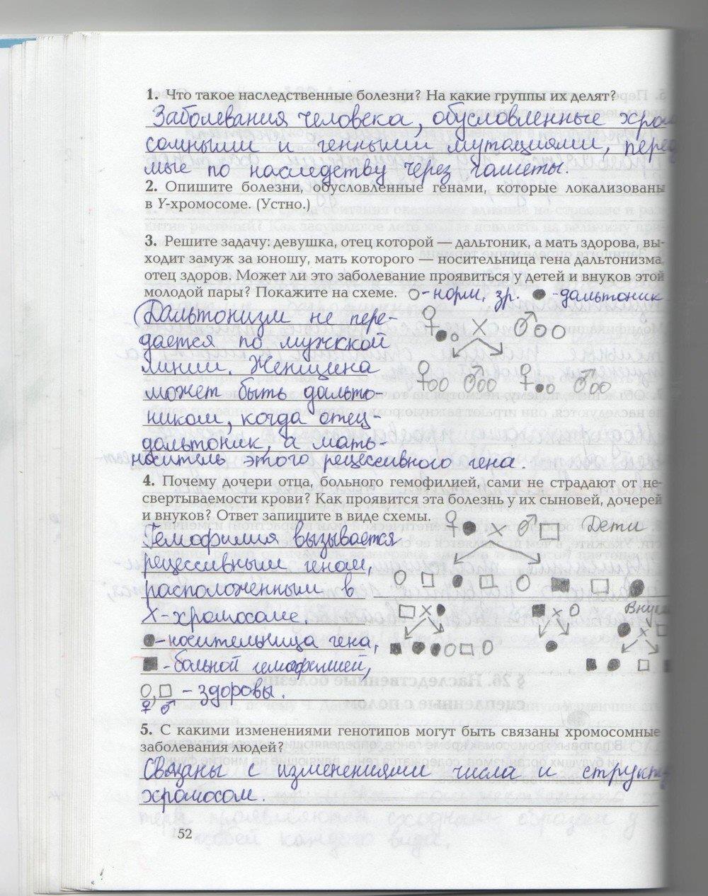 гдз 9 класс рабочая тетрадь страница 52 биология Козлова, Кучменко