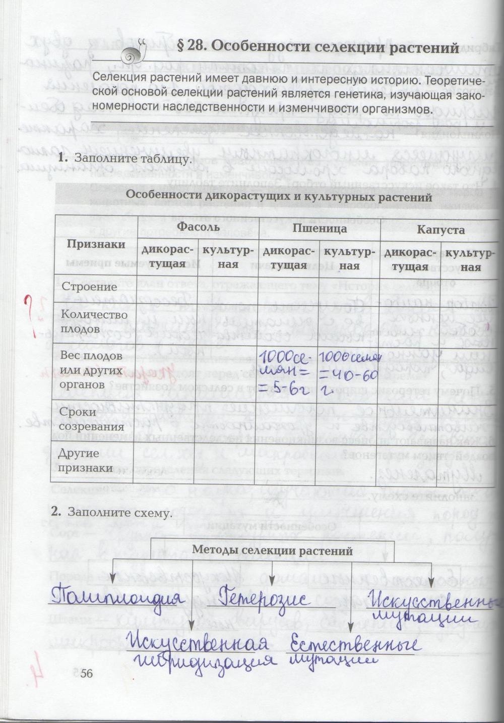 гдз 9 класс рабочая тетрадь страница 56 биология Козлова, Кучменко