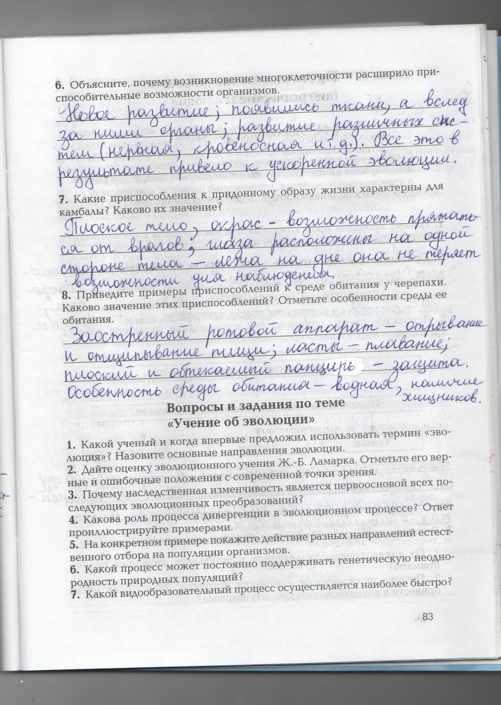гдз 9 класс рабочая тетрадь страница 83 биология Козлова, Кучменко