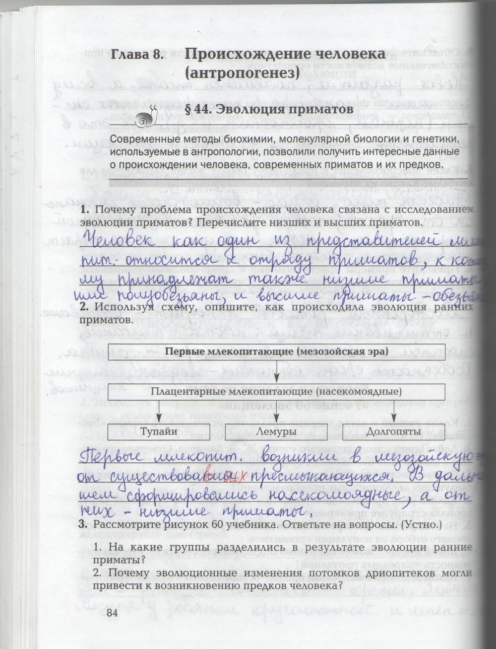 гдз 9 класс рабочая тетрадь страница 84 биология Козлова, Кучменко