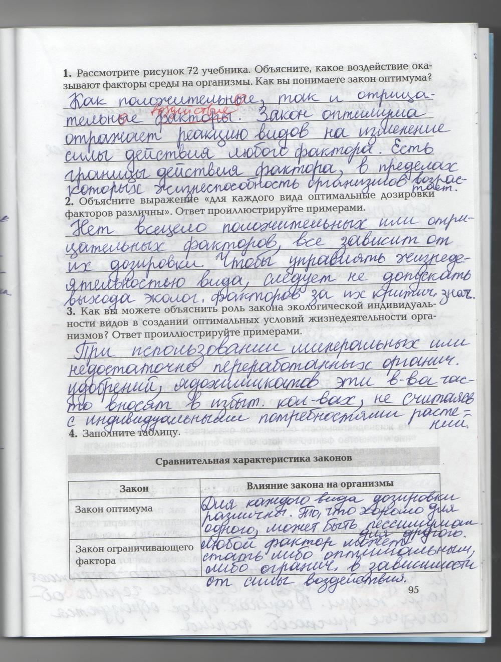 гдз 9 класс рабочая тетрадь страница 95 биология Козлова, Кучменко