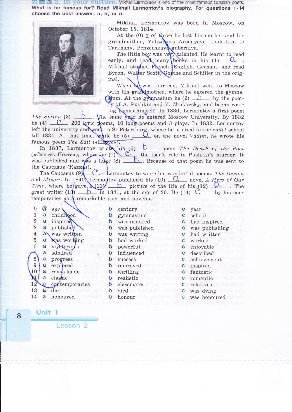 гдз 9 класс рабочая тетрадь страница 8 английский язык Кузовлев, Лапа