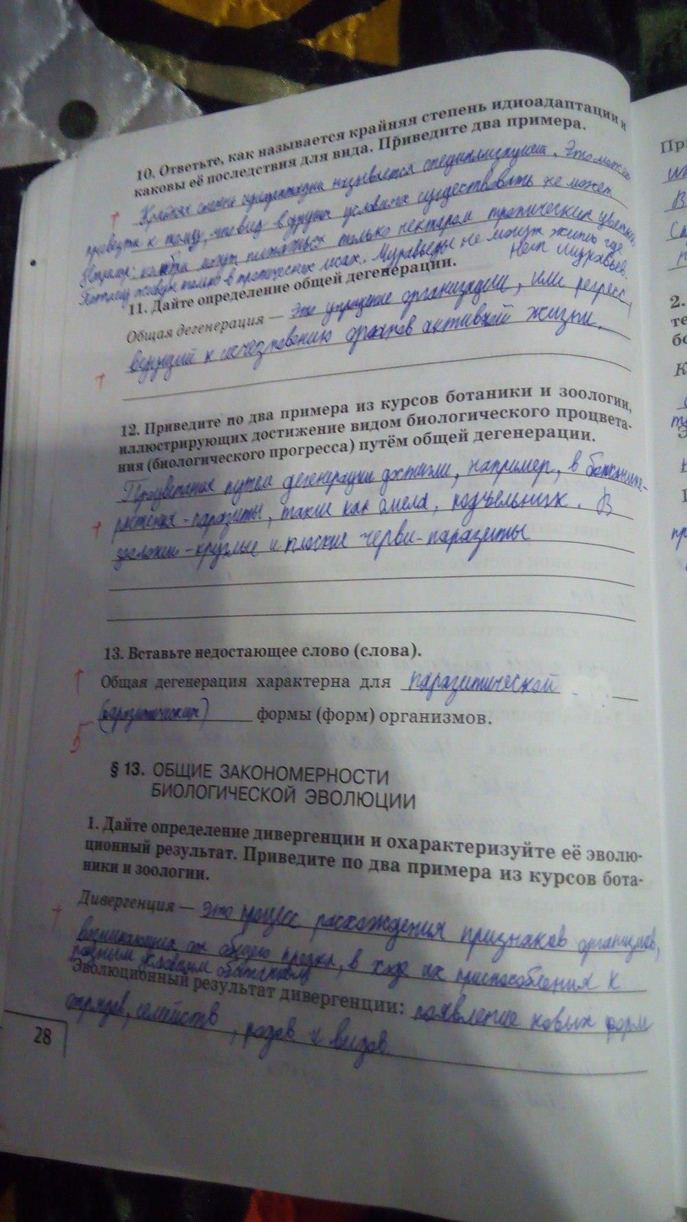 гдз 9 класс рабочая тетрадь страница 28 биология Мамонтов, Захаров