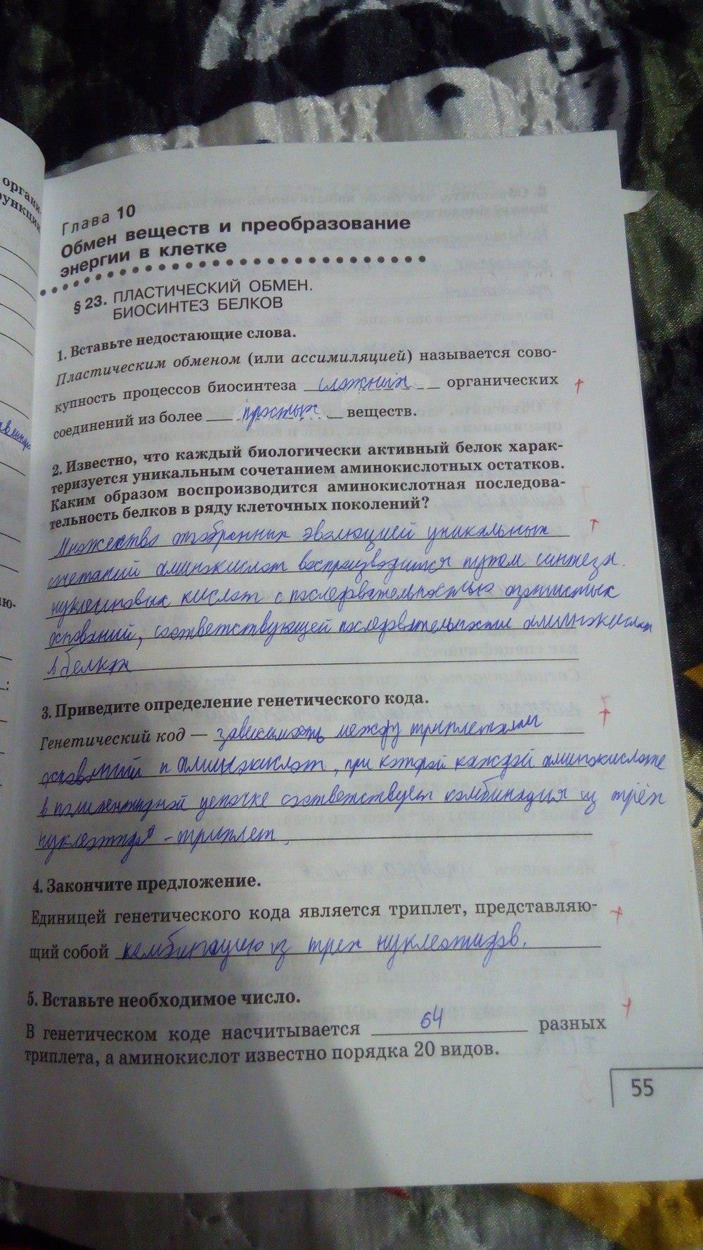 гдз 9 класс рабочая тетрадь страница 55 биология Мамонтов, Захаров