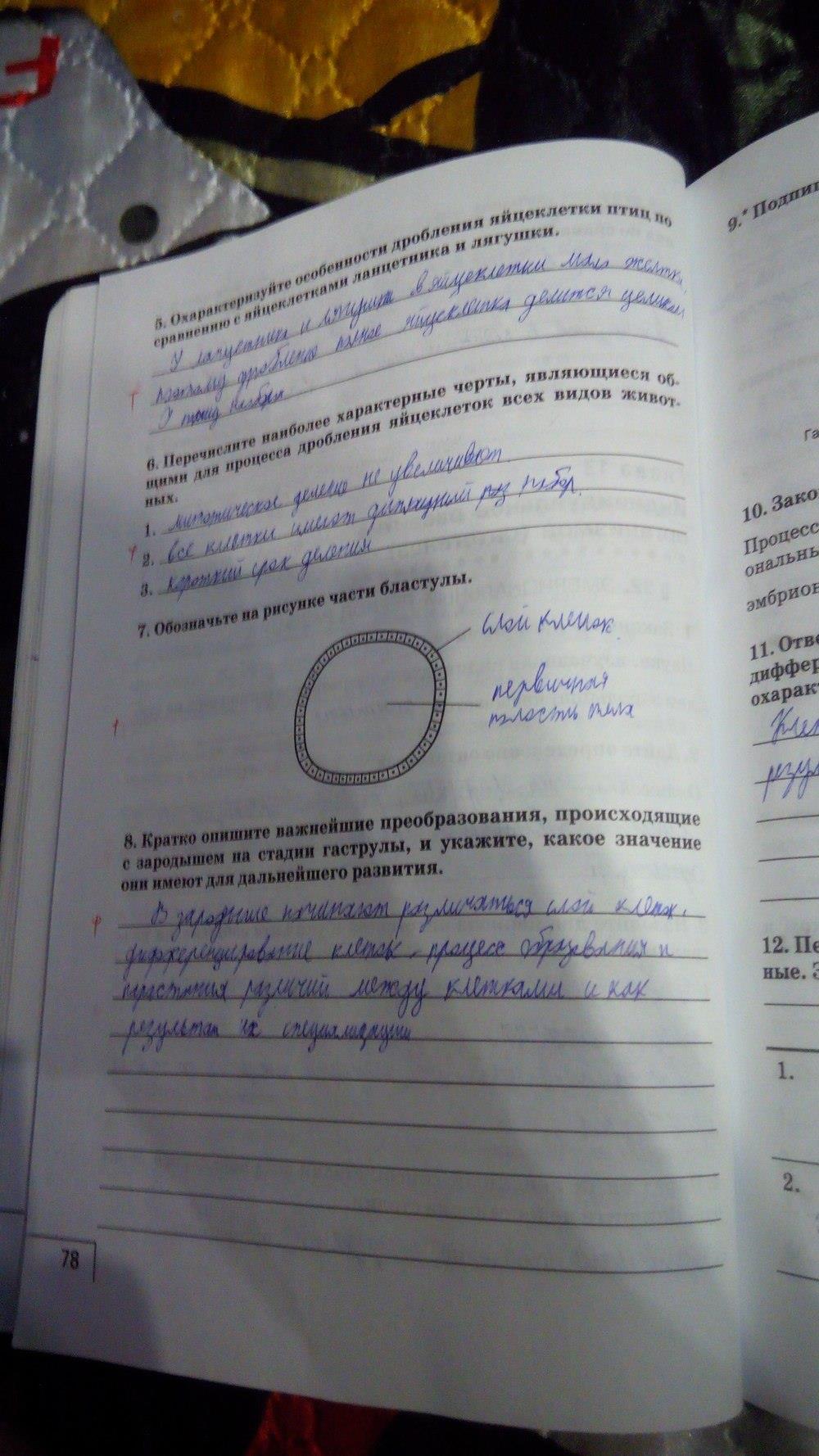 гдз 9 класс рабочая тетрадь страница 78 биология Мамонтов, Захаров