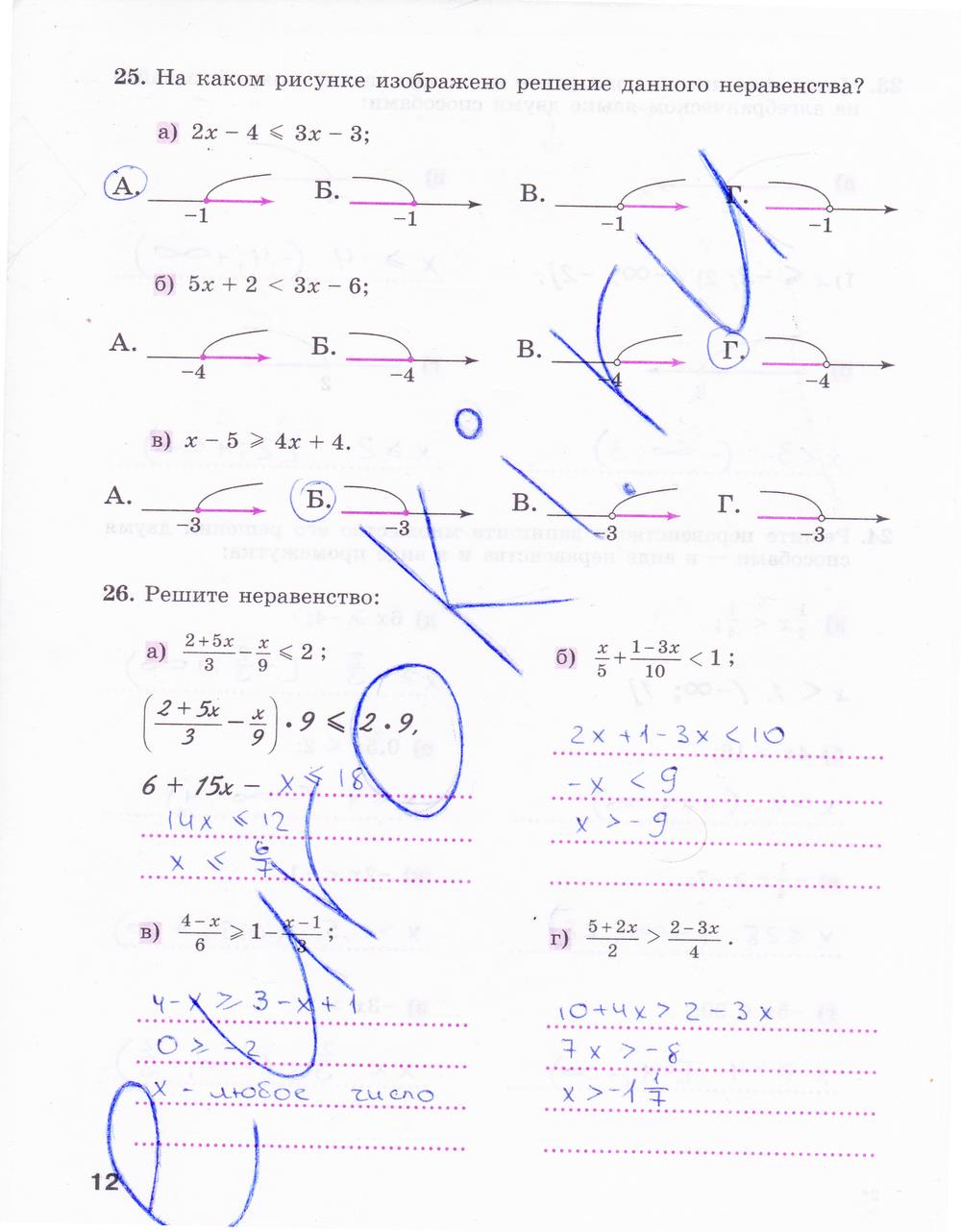 гдз 9 класс рабочая тетрадь часть 1 страница 12 алгебра Минаева, Рослова