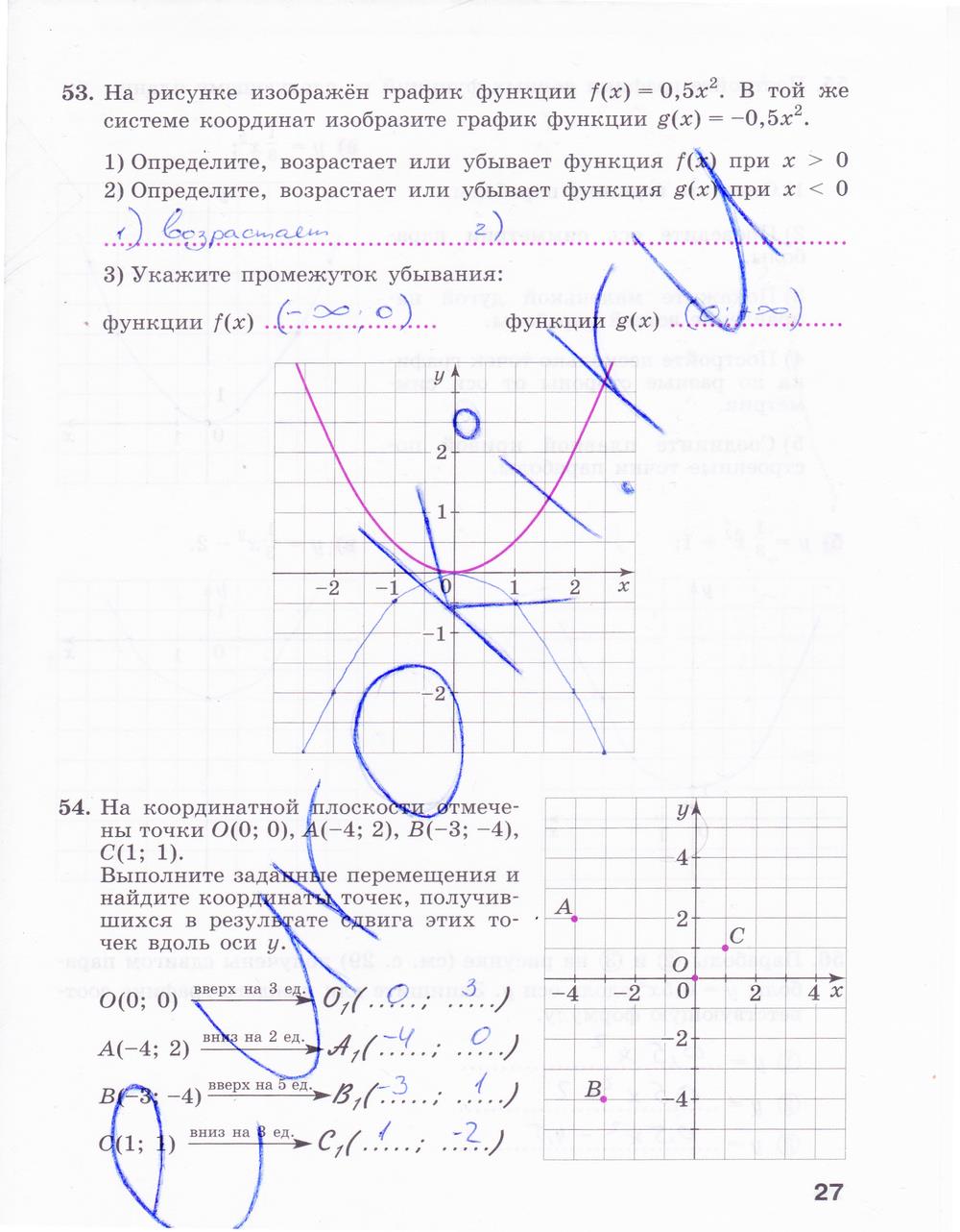 гдз 9 класс рабочая тетрадь часть 1 страница 27 алгебра Минаева, Рослова