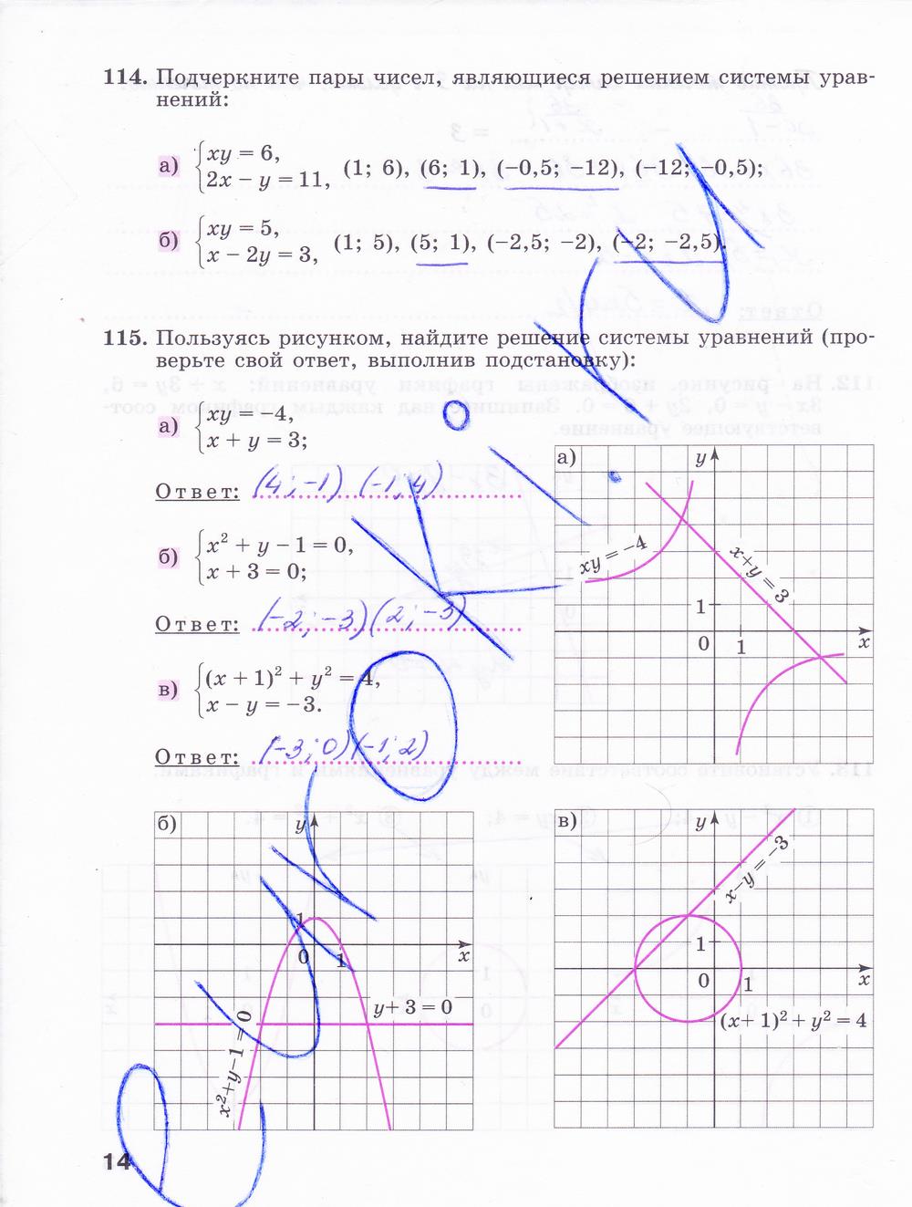 гдз 9 класс рабочая тетрадь часть 2 страница 14 алгебра Минаева, Рослова
