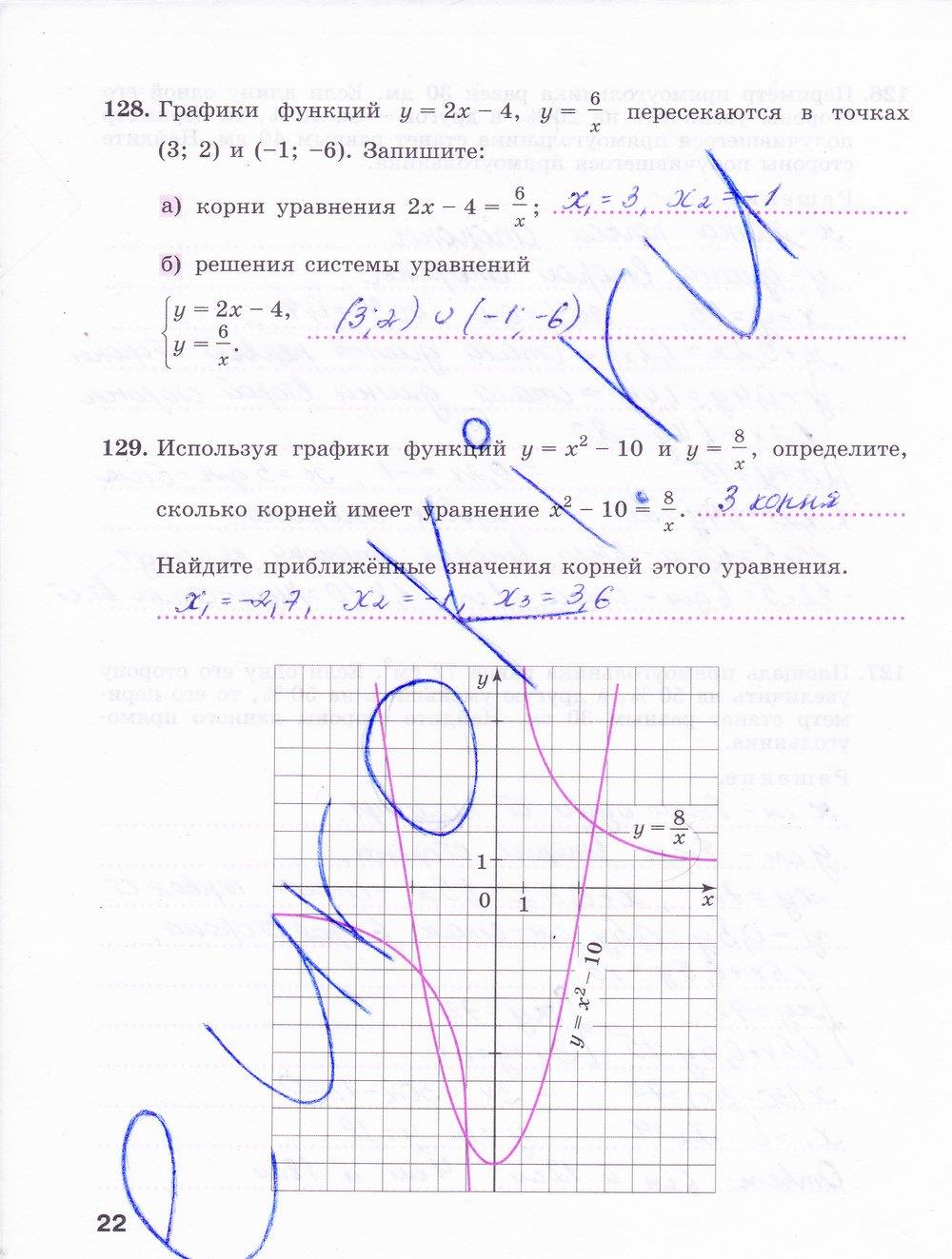 гдз 9 класс рабочая тетрадь часть 2 страница 22 алгебра Минаева, Рослова