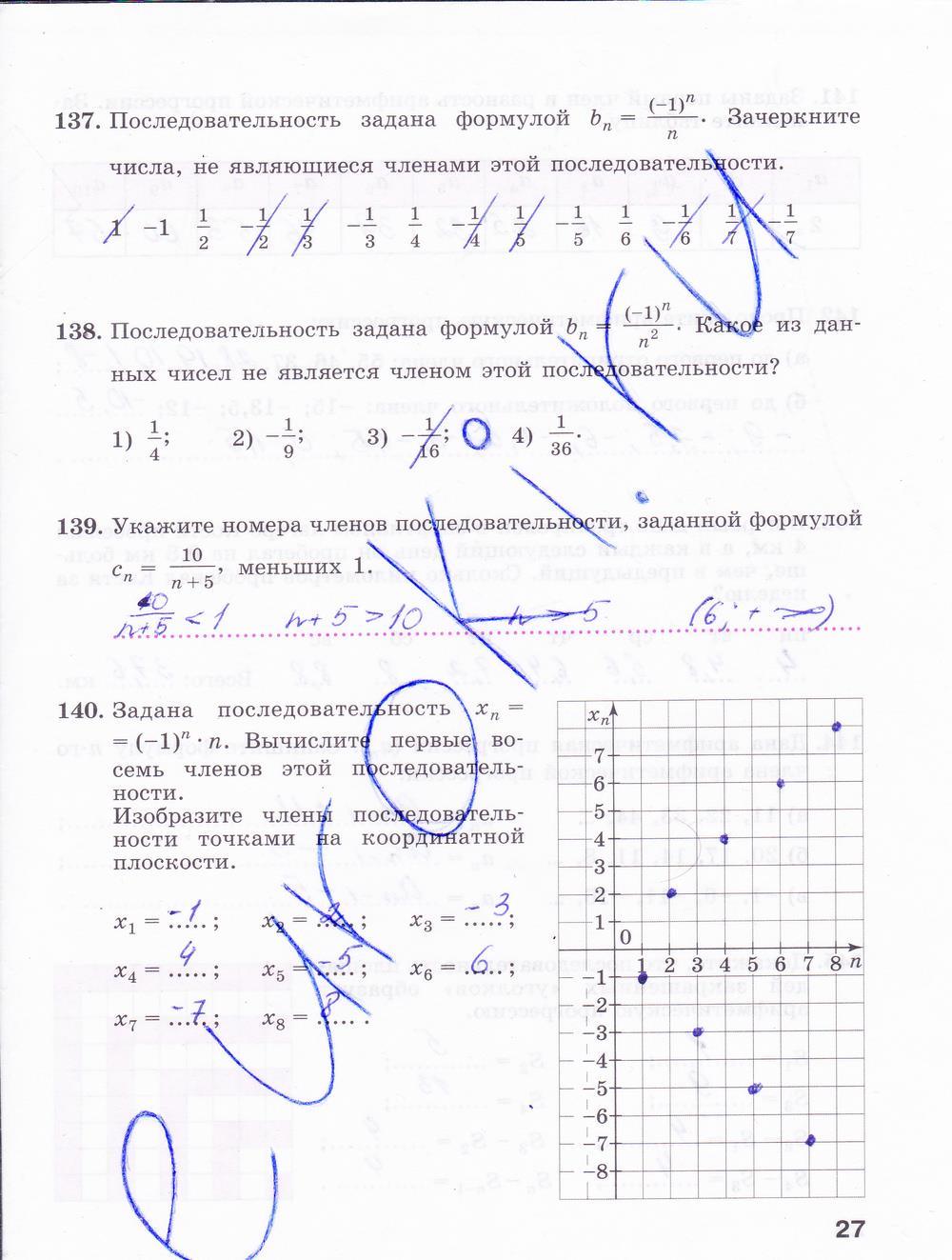 гдз 9 класс рабочая тетрадь часть 2 страница 27 алгебра Минаева, Рослова