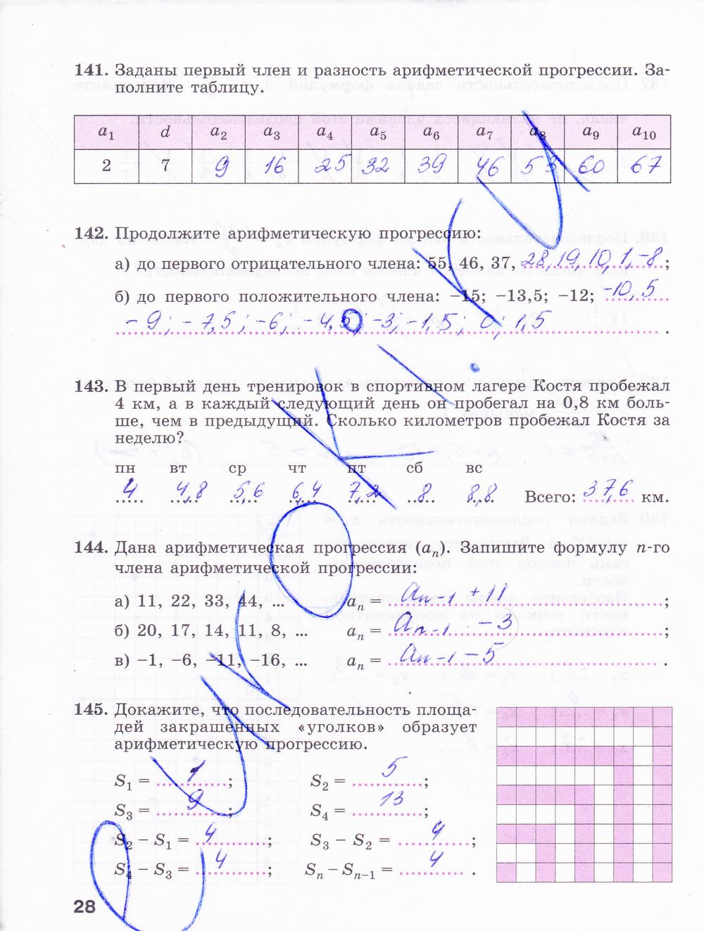 гдз 9 класс рабочая тетрадь часть 2 страница 28 алгебра Минаева, Рослова