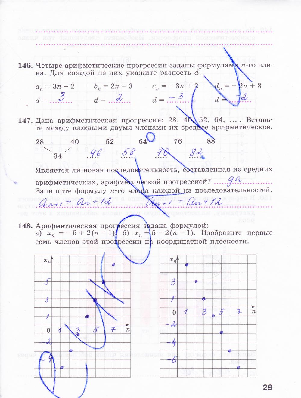 гдз 9 класс рабочая тетрадь часть 2 страница 29 алгебра Минаева, Рослова