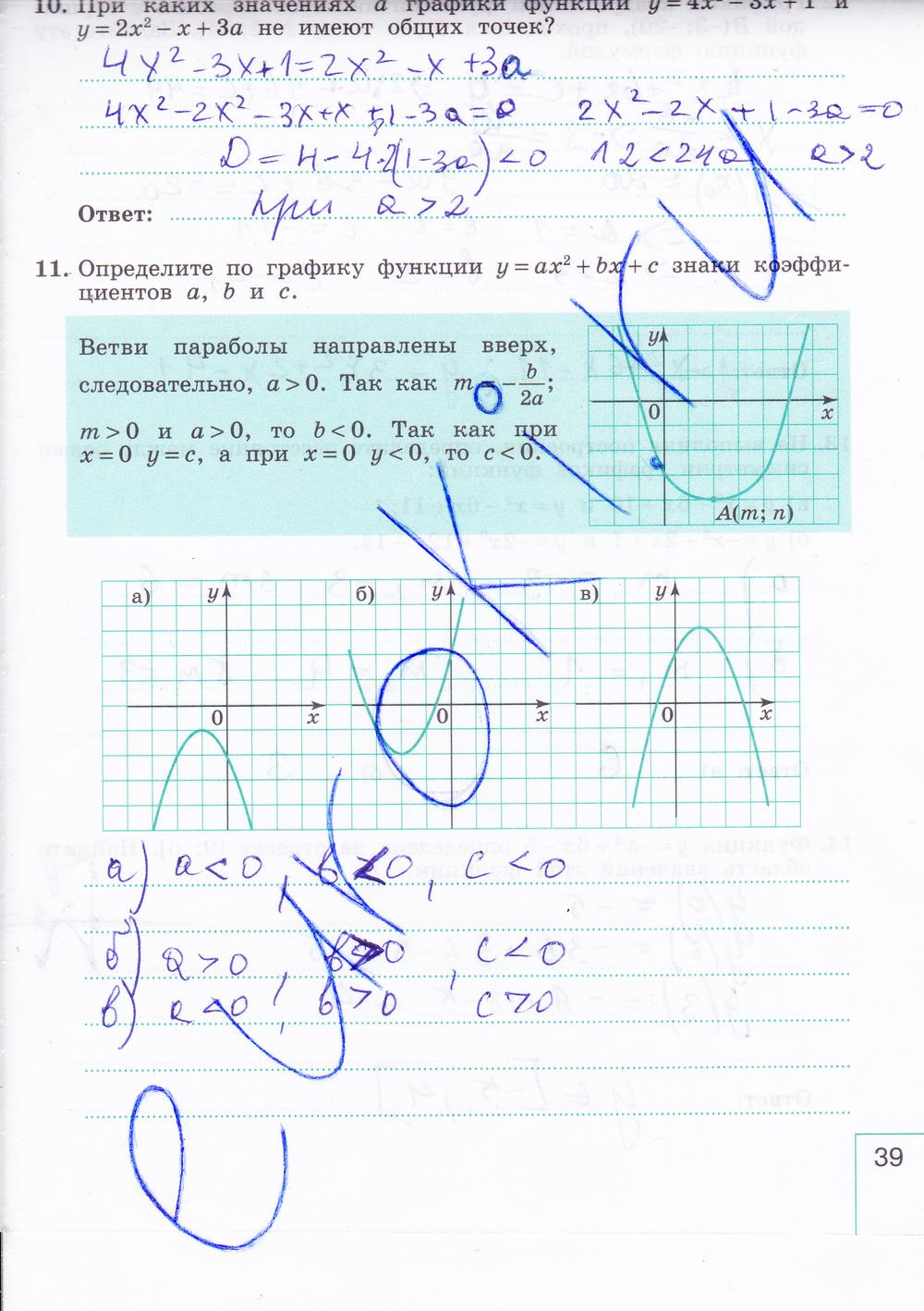 гдз 9 класс рабочая тетрадь часть 1 страница 39 алгебра Миндюк, Шлыкова