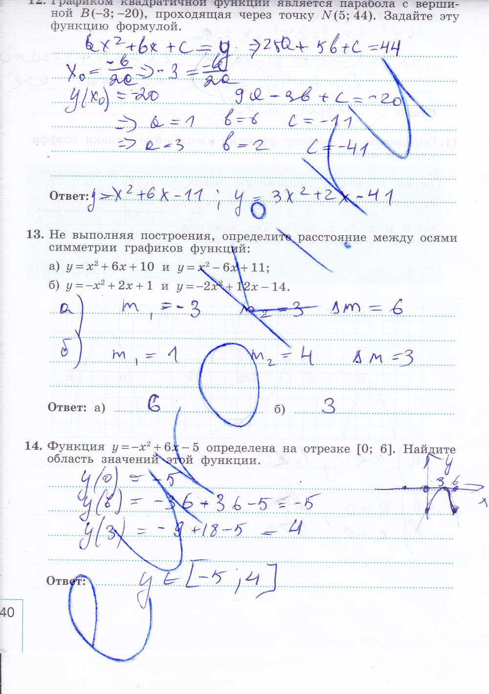гдз 9 класс рабочая тетрадь часть 1 страница 40 алгебра Миндюк, Шлыкова