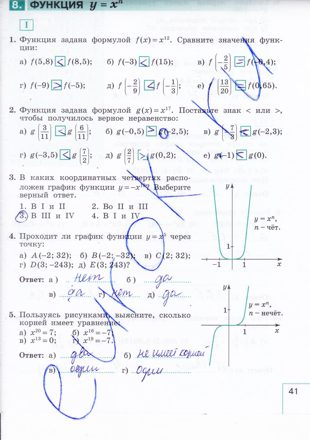 гдз 9 класс рабочая тетрадь часть 1 страница 41 алгебра Миндюк, Шлыкова