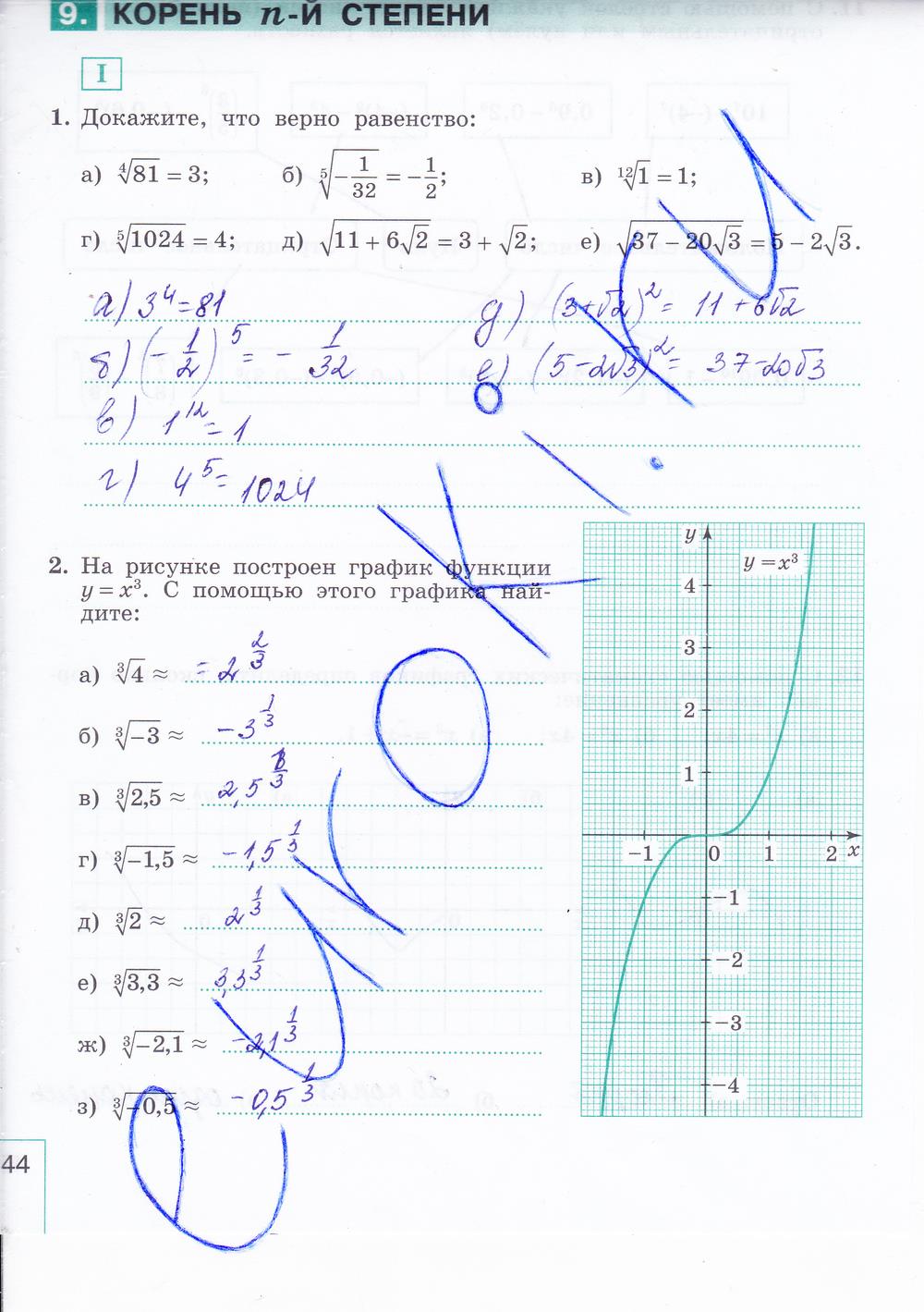 гдз 9 класс рабочая тетрадь часть 1 страница 44 алгебра Миндюк, Шлыкова
