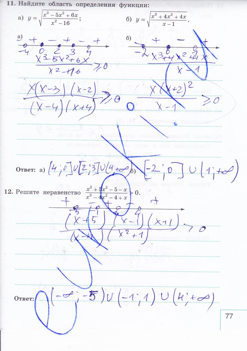 гдз 9 класс рабочая тетрадь часть 1 страница 77 алгебра Миндюк, Шлыкова