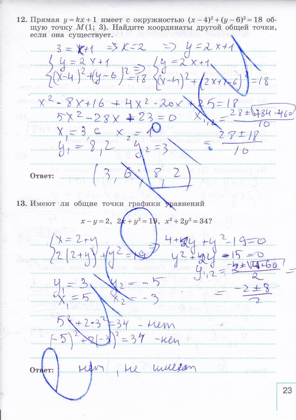 гдз 9 класс рабочая тетрадь часть 2 страница 23 алгебра Миндюк, Шлыкова