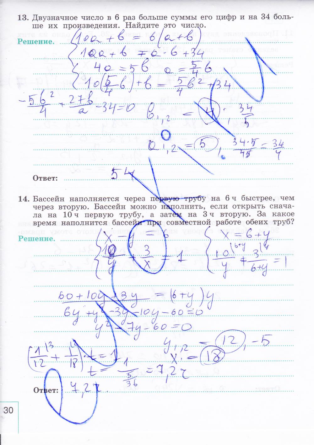 гдз 9 класс рабочая тетрадь часть 2 страница 30 алгебра Миндюк, Шлыкова
