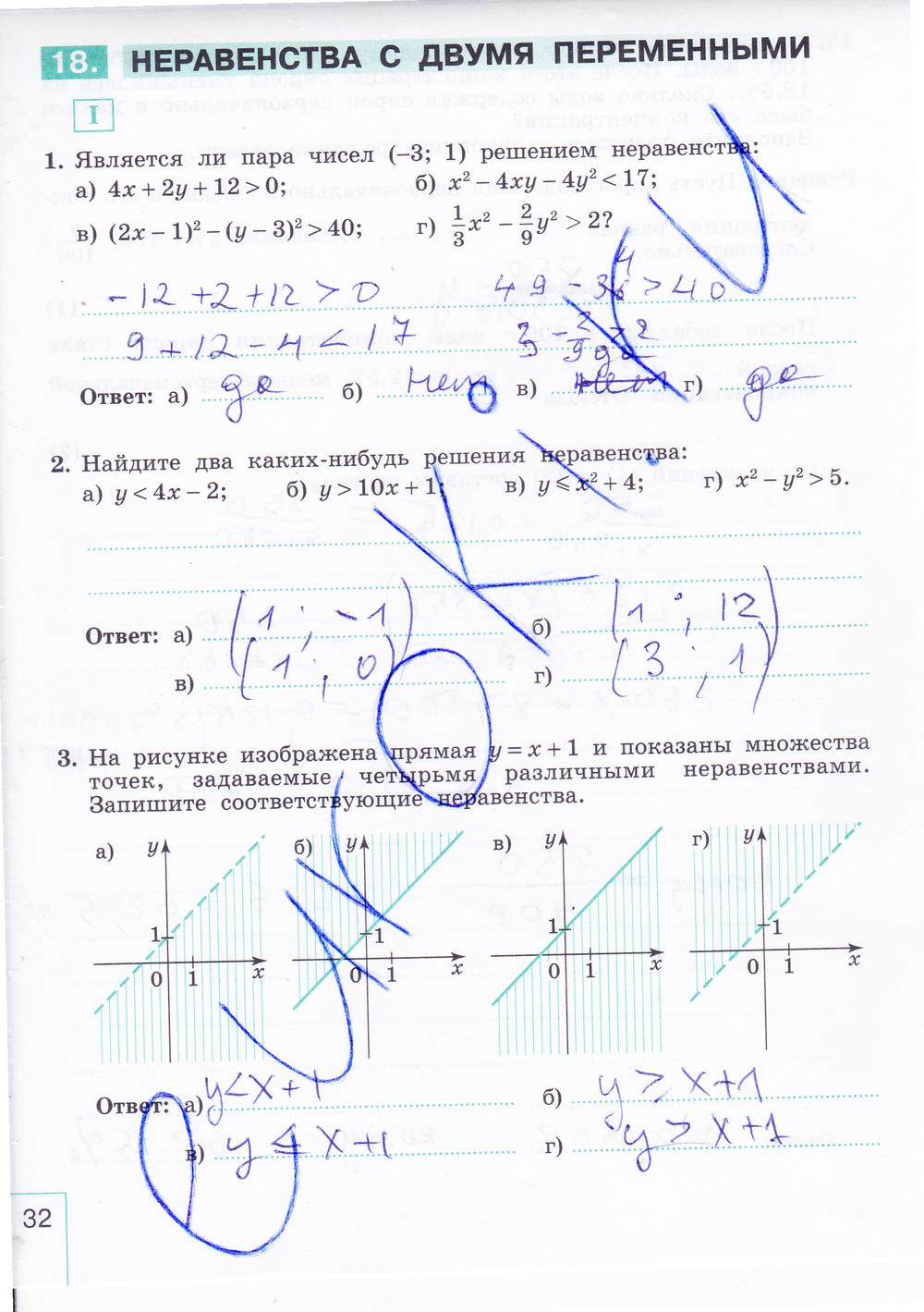 гдз 9 класс рабочая тетрадь часть 2 страница 32 алгебра Миндюк, Шлыкова