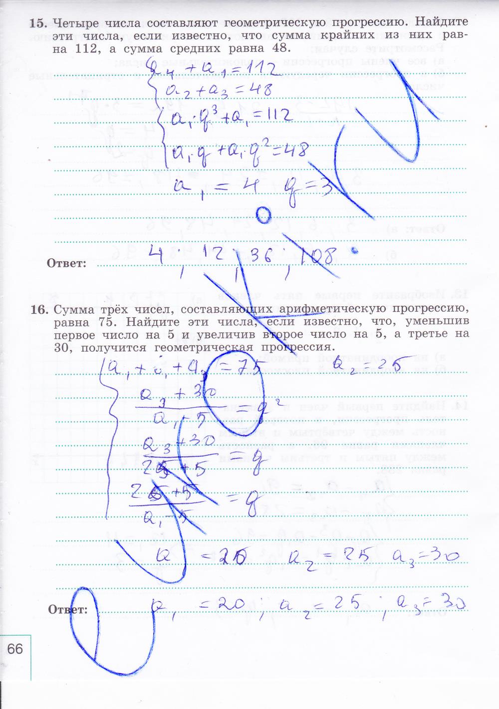 гдз 9 класс рабочая тетрадь часть 2 страница 66 алгебра Миндюк, Шлыкова