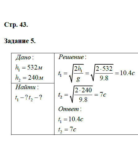 гдз 9 класс рабочая тетрадь страница 43 физика Перышкин