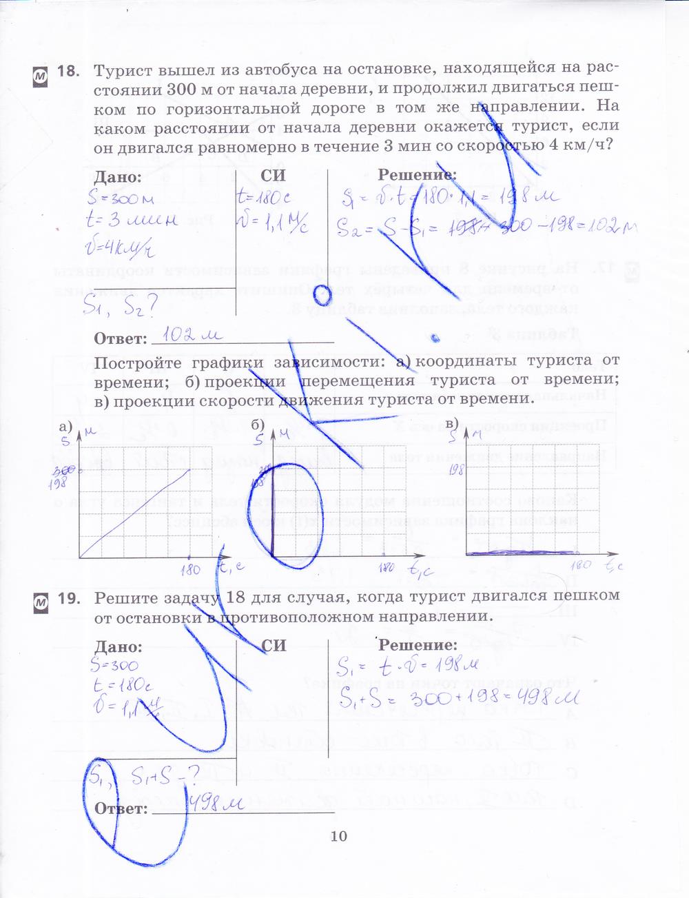 гдз 9 класс рабочая тетрадь страница 10 физика Пурышева, Важеевская, Чаругин