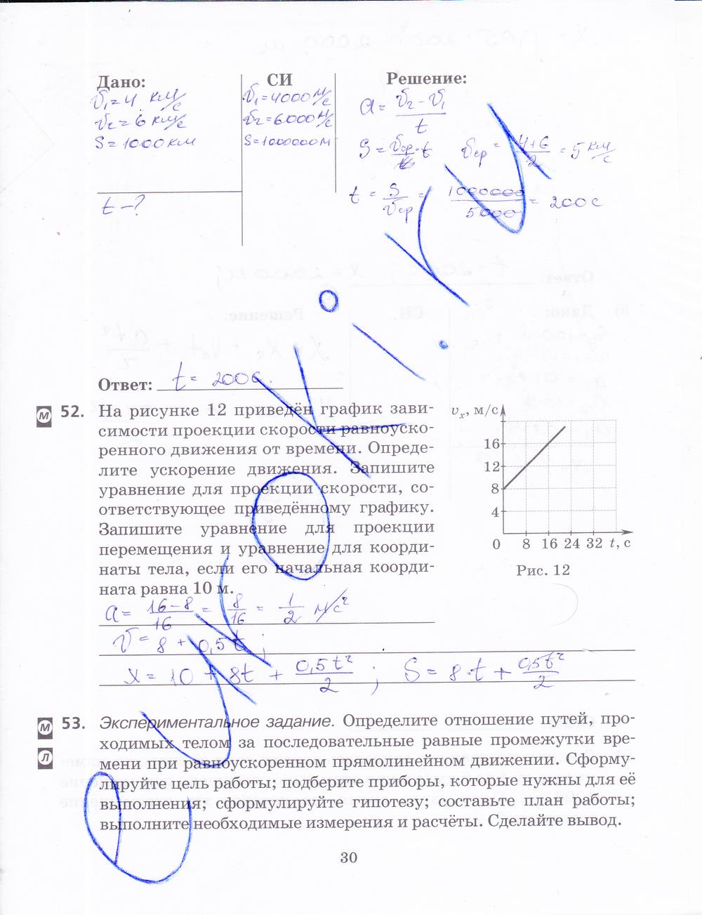 гдз 9 класс рабочая тетрадь страница 30 физика Пурышева, Важеевская, Чаругин