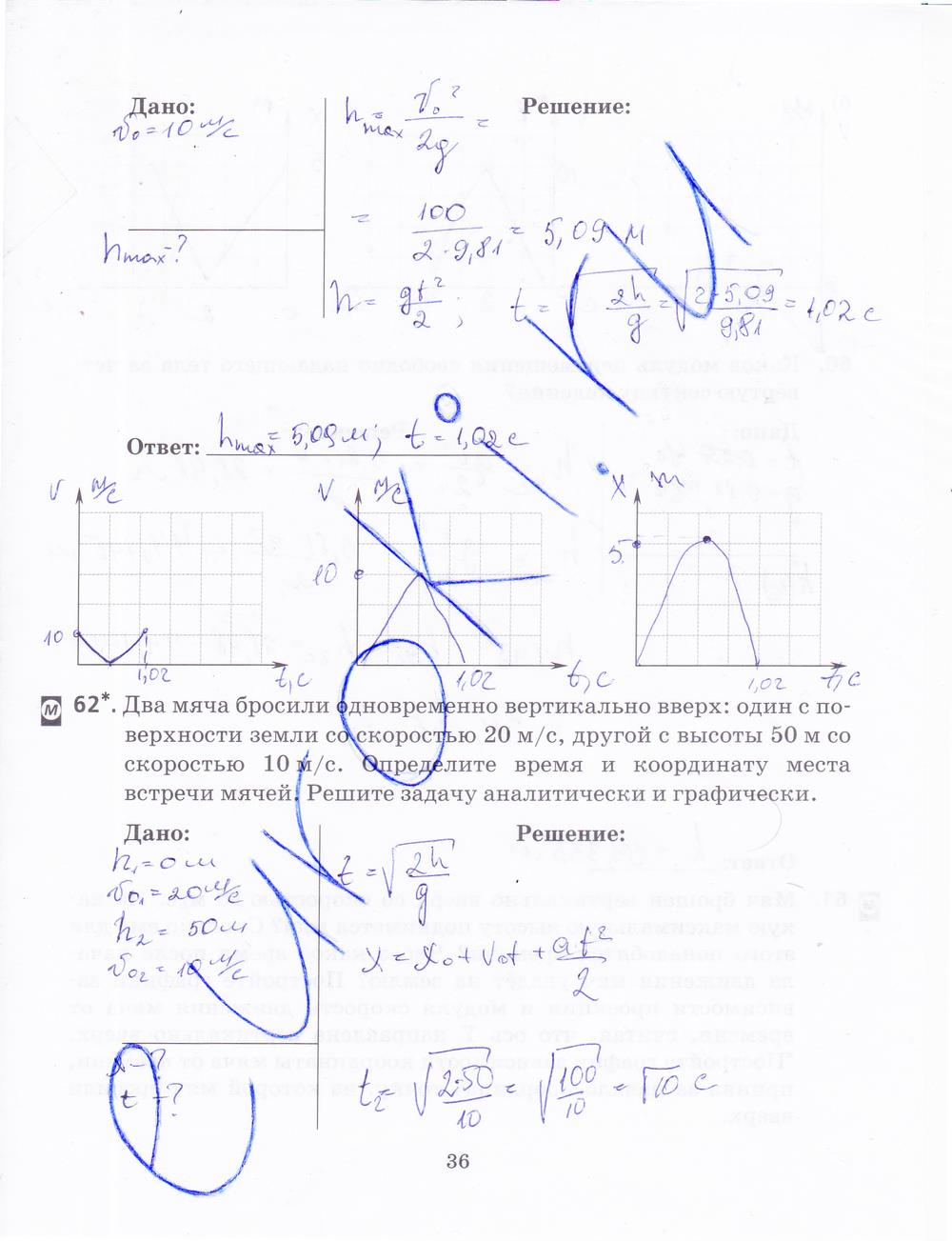 гдз 9 класс рабочая тетрадь страница 36 физика Пурышева, Важеевская, Чаругин