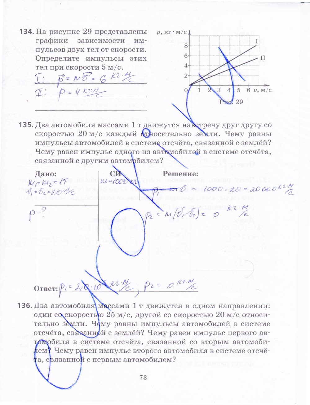 гдз 9 класс рабочая тетрадь страница 73 физика Пурышева, Важеевская, Чаругин