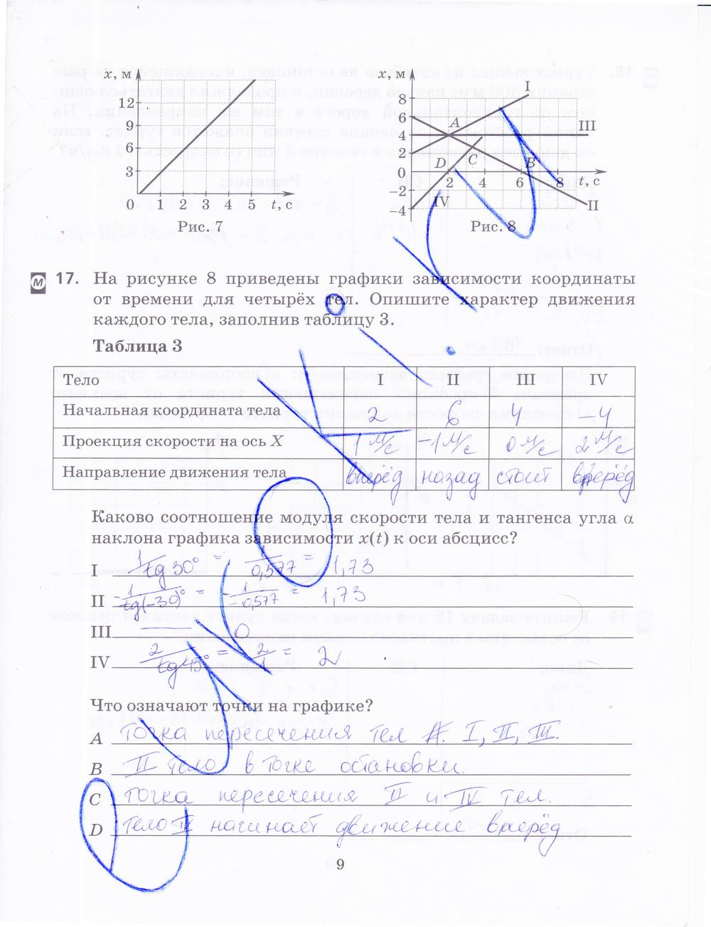 гдз 9 класс рабочая тетрадь страница 9 физика Пурышева, Важеевская, Чаругин