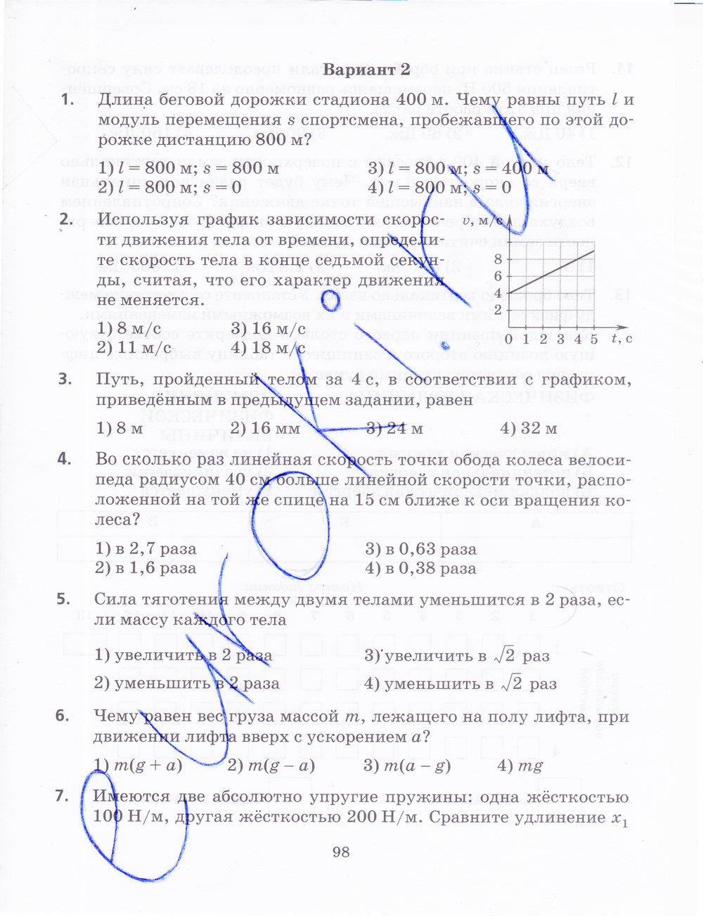 гдз 9 класс рабочая тетрадь страница 98 физика Пурышева, Важеевская, Чаругин